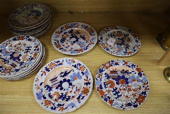 Sixteen 19th century ironstone plates, c.1840